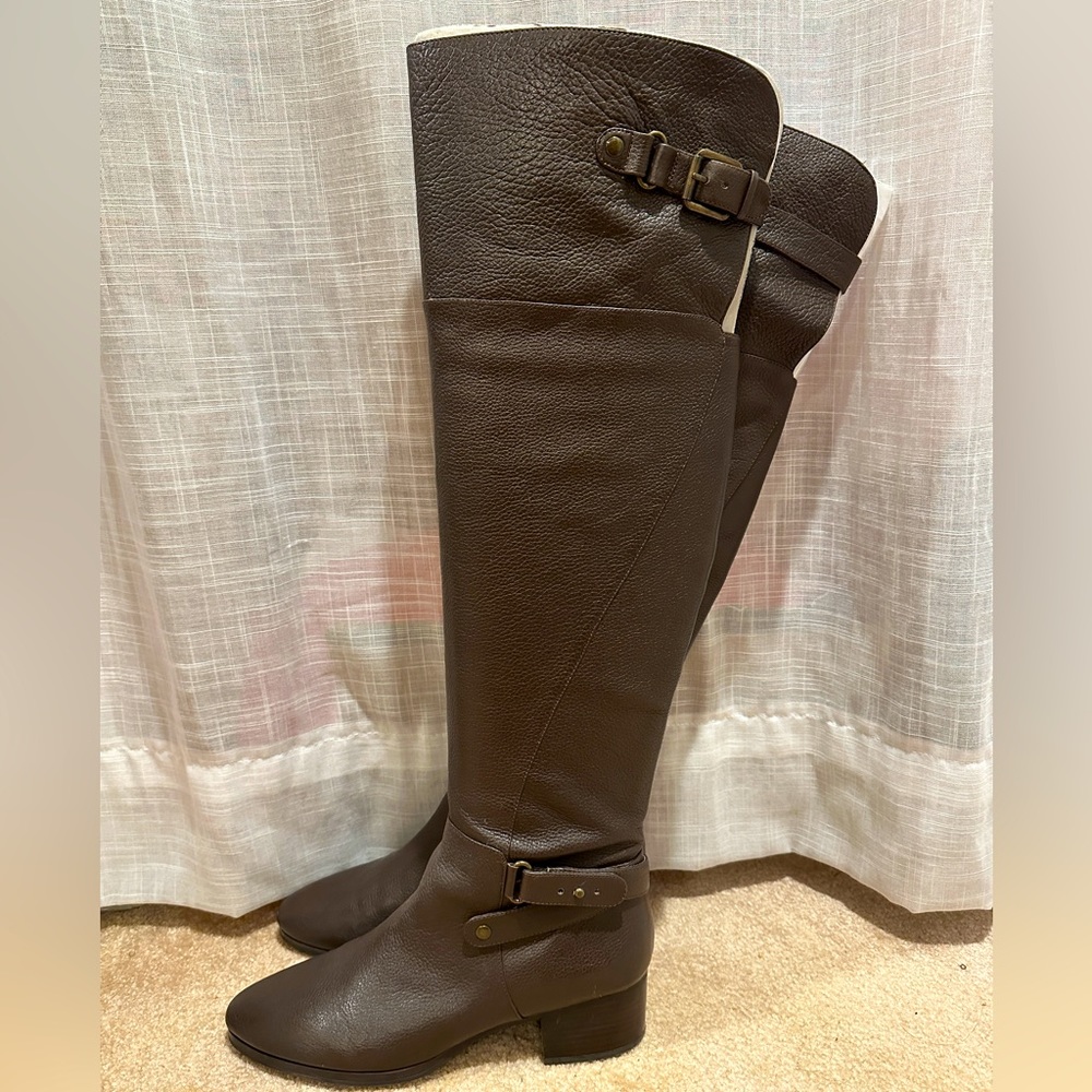 Nine West dark brown over the knee leather boot.